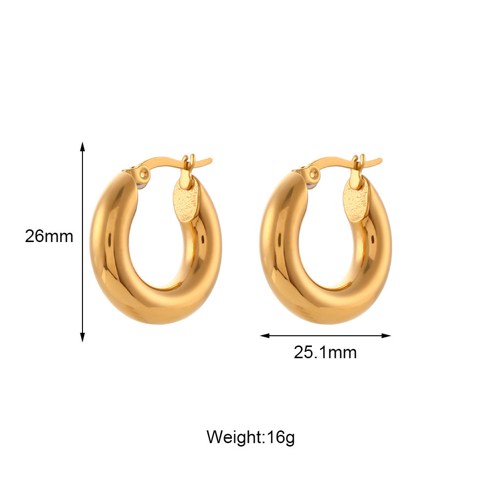 Wholesale Titanium Steel Stainless Steel Plated 18K Solid Glossy Earrings